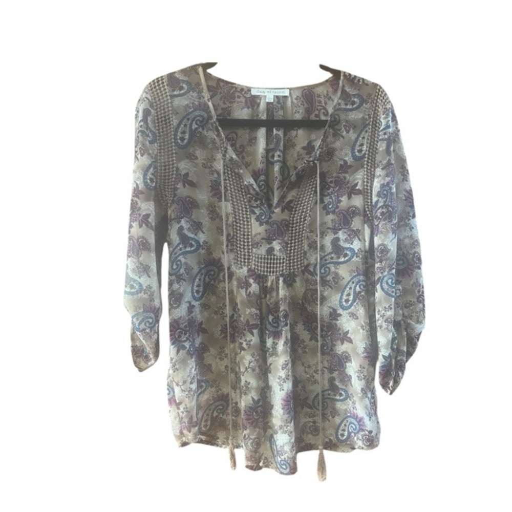 Daniel‎ Rainn Sheer Paisley Tassel Top